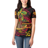 Custom Vanuatu 45th Independence Anniversary Women Polo Shirt Flower Melanesian Namele Turtle DT02 - Polynesian Pride