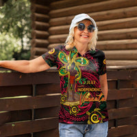 Custom Vanuatu 45th Independence Anniversary Women Polo Shirt Flower Melanesian Namele Turtle DT02 - Polynesian Pride