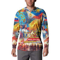 Custom The Philippines 126th Independence Anniversary Button Sweatshirt Art Style - Polynesian Pride