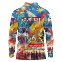 Custom The Philippines 126th Independence Anniversary Long Sleeve Polo Shirt Art Style - Polynesian Pride