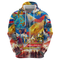 Custom The Philippines 126th Independence Anniversary Zip Hoodie Art Style - Polynesian Pride