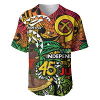 Personalized Vanuatu 45th Independence Anniversary Baseball Jersey Melanesian Pattern Reggae - Polynesian Pride