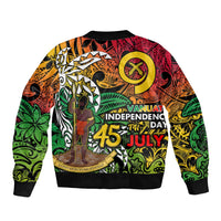 Personalized Vanuatu 45th Independence Anniversary Bomber Jacket Melanesian Pattern Reggae - Polynesian Pride