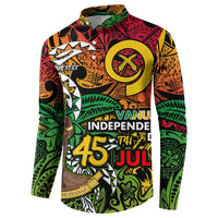 Personalized Vanuatu 45th Independence Anniversary Button Sweatshirt Melanesian Pattern Reggae DT02 - Polynesian Pride
