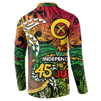 Personalized Vanuatu 45th Independence Anniversary Button Sweatshirt Melanesian Pattern Reggae DT02 - Polynesian Pride