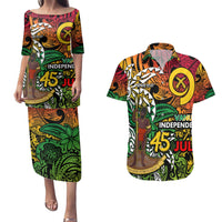 Personalized Vanuatu 45th Independence Anniversary Couples Matching Puletasi and Hawaiian Shirt Melanesian Pattern Reggae DT02 Art - Polynesian Pride