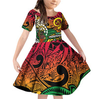 Personalized Vanuatu 45th Independence Anniversary Family Matching Off Shoulder Short Dress and Hawaiian Shirt Melanesian Pattern Reggae DT02 Daughter's Dress Art - Polynesian Pride