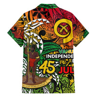 Personalized Vanuatu 45th Independence Anniversary Family Matching Off Shoulder Short Dress and Hawaiian Shirt Melanesian Pattern Reggae DT02 - Polynesian Pride