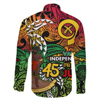 Personalized Vanuatu 45th Independence Anniversary Family Matching Off Shoulder Short Dress and Hawaiian Shirt Melanesian Pattern Reggae DT02 - Polynesian Pride