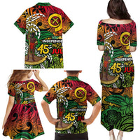 Personalized Vanuatu 45th Independence Anniversary Family Matching Puletasi and Hawaiian Shirt Melanesian Pattern Reggae DT02 - Polynesian Pride