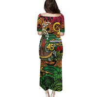 Personalized Vanuatu 45th Independence Anniversary Family Matching Puletasi and Hawaiian Shirt Melanesian Pattern Reggae DT02 - Polynesian Pride