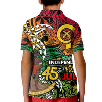 Personalized Vanuatu 45th Independence Anniversary Kid Polo Shirt Melanesian Pattern Reggae - Polynesian Pride