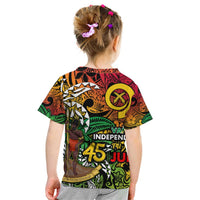 Personalized Vanuatu 45th Independence Anniversary Kid T Shirt Melanesian Pattern Reggae - Polynesian Pride