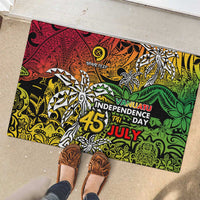 Personalized Vanuatu 45th Independence Anniversary Rubber Doormat Melanesian Pattern Reggae DT02 - Polynesian Pride