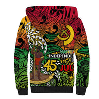 Personalized Vanuatu 45th Independence Anniversary Sherpa Hoodie Melanesian Pattern Reggae DT02 - Polynesian Pride