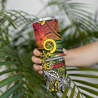 Vanuatu 45th Independence Anniversary Skinny Tumbler Melanesian Pattern Reggae - Polynesian Pride