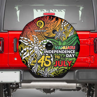 Personalized Vanuatu 45th Independence Anniversary Spare Tire Cover Melanesian Pattern Reggae - Polynesian Pride