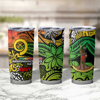 Vanuatu 45th Independence Anniversary Tumbler Cup Melanesian Pattern Reggae - Polynesian Pride