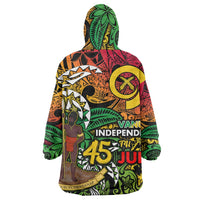 Personalized Vanuatu 45th Independence Anniversary Wearable Blanket Hoodie Melanesian Pattern Reggae - Polynesian Pride