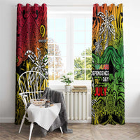 Personalized Vanuatu 45th Independence Anniversary Window Curtain Melanesian Pattern Reggae - Polynesian Pride