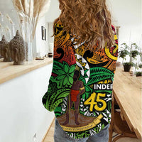 Personalized Vanuatu 45th Independence Anniversary Women Casual Shirt Melanesian Pattern Reggae - Polynesian Pride