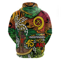Personalized Vanuatu 45th Independence Anniversary Zip Hoodie Melanesian Pattern Reggae - Polynesian Pride