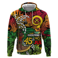 Personalized Vanuatu 45th Independence Anniversary Zip Hoodie Melanesian Pattern Reggae - Polynesian Pride