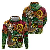 Personalized Vanuatu 45th Independence Anniversary Zip Hoodie Melanesian Pattern Reggae - Polynesian Pride