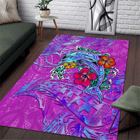 Dolphin Polynesia Area Rug Hibiscus Tropical Wave - Purple Vibes DT02 Purple - Polynesian Pride