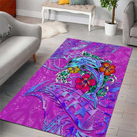 Dolphin Polynesia Area Rug Hibiscus Tropical Wave - Purple Vibes DT02 - Polynesian Pride