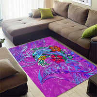 Dolphin Polynesia Area Rug Hibiscus Tropical Wave - Purple Vibes DT02 - Polynesian Pride
