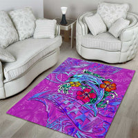 Dolphin Polynesia Area Rug Hibiscus Tropical Wave - Purple Vibes DT02 - Polynesian Pride