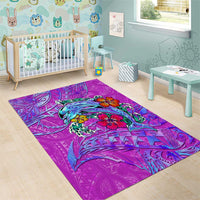 Dolphin Polynesia Area Rug Hibiscus Tropical Wave - Purple Vibes DT02 - Polynesian Pride
