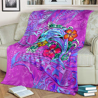 Dolphin Polynesia Blanket Hibiscus Tropical Wave - Purple Vibes DT02 - Polynesian Pride