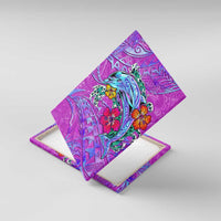 Dolphin Polynesia Canvas Wall Art Hibiscus Tropical Wave - Purple Vibes DT02 With Frame Purple - Polynesian Pride