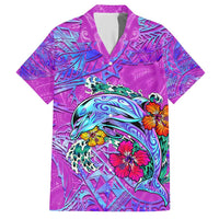 Dolphin Polynesia Hawaiian Shirt Hibiscus Tropical Wave - Purple Vibes DT02 Purple - Polynesian Pride