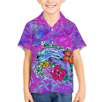 Dolphin Polynesia Hawaiian Shirt Hibiscus Tropical Wave - Purple Vibes DT02 - Polynesian Pride