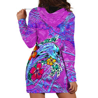 Dolphin Polynesia Hoodie Dress Hibiscus Tropical Wave - Purple Vibes DT02 - Polynesian Pride