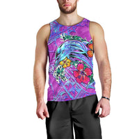 Dolphin Polynesia Men Tank Top Hibiscus Tropical Wave - Purple Vibes DT02 - Polynesian Pride