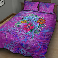 Dolphin Polynesia Quilt Bed Set Hibiscus Tropical Wave - Purple Vibes DT02 - Polynesian Pride