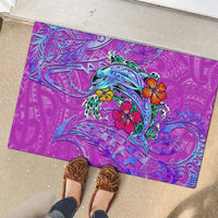 Dolphin Polynesia Rubber Doormat Hibiscus Tropical Wave - Purple Vibes DT02 - Polynesian Pride