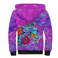 Dolphin Polynesia Sherpa Hoodie Hibiscus Tropical Wave - Purple Vibes DT02 - Polynesian Pride