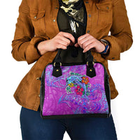 Dolphin Polynesia Shoulder Handbag Hibiscus Tropical Wave - Purple Vibes