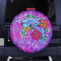 Dolphin Polynesia Spare Tire Cover Hibiscus Tropical Wave - Purple Vibes DT02 - Polynesian Pride