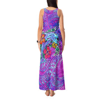 Dolphin Polynesia Tank Maxi Dress Hibiscus Tropical Wave - Purple Vibes DT02 - Polynesian Pride