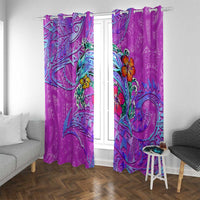 Dolphin Polynesia Window Curtain Hibiscus Tropical Wave - Purple Vibes DT02 With Grommets Purple - Polynesian Pride