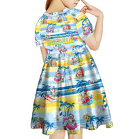 Surfing Christmas Kid Short Sleeve Dress Tropical Santa Let's Go Surfing DT02 - Polynesian Pride