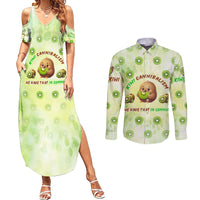 Kiwi Cannibalism Couples Matching Summer Maxi Dress and Long Sleeve Button Shirt New Zealand Kiwi Cute Bird Funny DT02 Green - Polynesian Pride