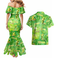 I Love Kiwi Couples Matching Mermaid Dress and Hawaiian Shirt New Zealand Kiwi Fruit Summer Cocktail