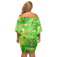 I Love Kiwi Off Shoulder Short Dress New Zealand Kiwi Fruit Summer Cocktail DT02 - Polynesian Pride